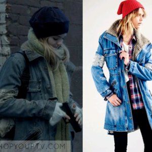 Free People Rendered Denim Embroider Sherpa Jacket